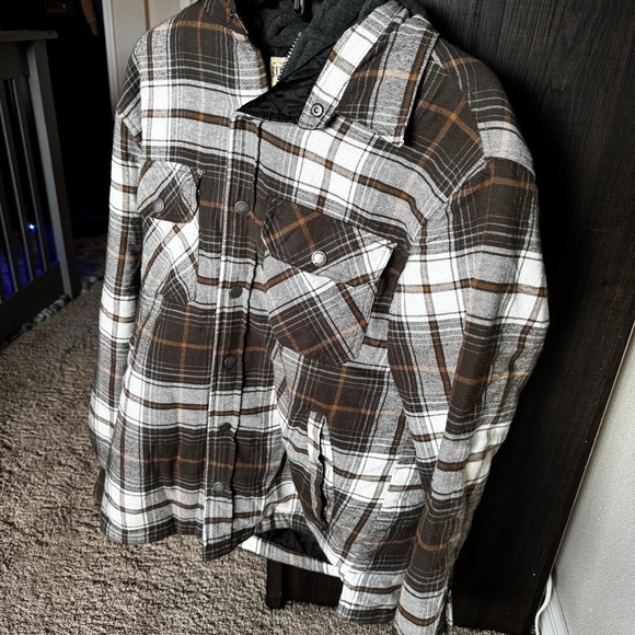 Plaid Men's Jacket - Black White Brown